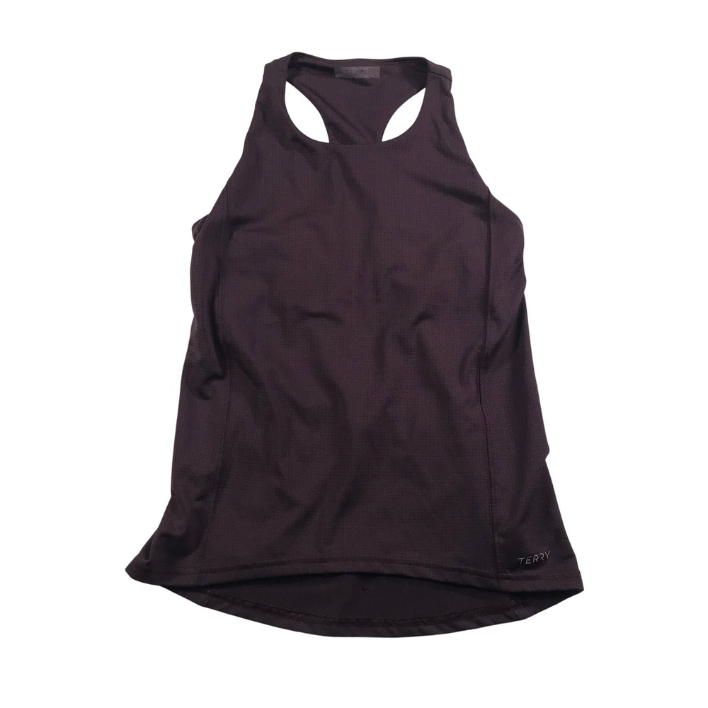 Terry Bicycles Womens Cycling Tank Top Plum Purple Racerback Mesh Rear Pockets
